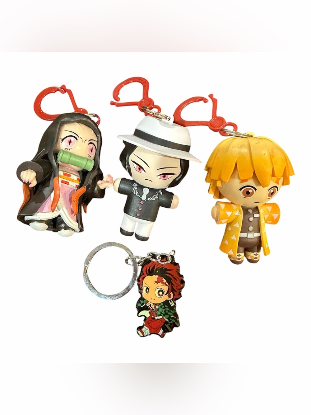 DEMON SLAYER Bag Clips Hanger Keychains - Anime Figure Lot of 4